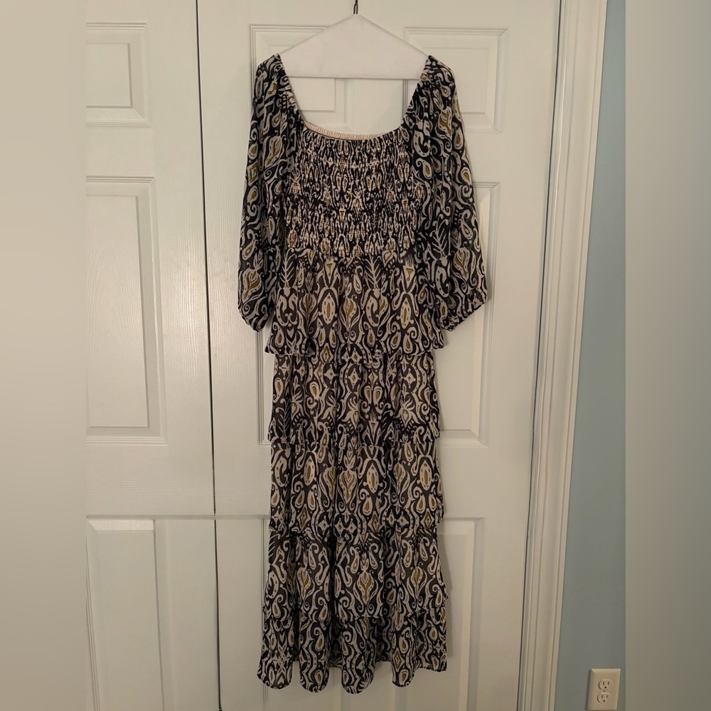 Chelsea Elegant Patterned Maxi ruffle Dress size small - Picture 2 of 7